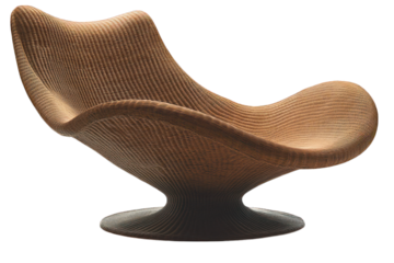 Unique curved chair with a textured, sculpted appearance