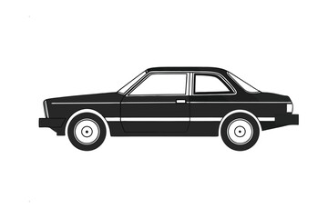 Sleek Vintage Coupe Silhouette: A timeless black coupe with a classic design. conveying a sense of nostalgia and the open road.