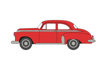 Crimson Classic: A detailed illustration of a vintage red car exuding timeless elegance and representing automotive history, a symbol of past eras and design