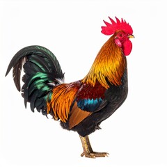 Fototapeta premium Colorful Rooster Profile on White Background
