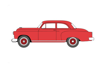 Classic Red Automobile: A detailed illustration showcases a vintage red automobile, highlighting its elegant design and timeless appeal, capturing a sense of nostalgia and classic automobile heritage.