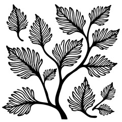 Elegant decorative floral branch and leaves vector illustration design