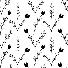 Elegant Black and White Floral Pattern: A Simple and Delicate Design