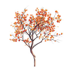 Autumn tree in abstract colorful lines art