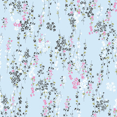 small flower seamless pattern on blue  background