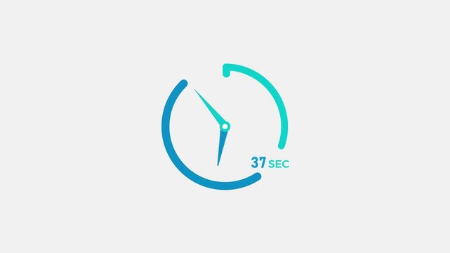 37 Seconds timer clock icon modern design animation 4k video.