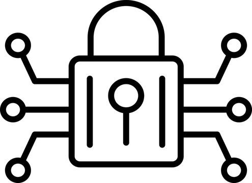 Cyber Security Line Icon, Cyber Security Line Icon &ndash; Data Protection, Privacy, Network Security Symbol


