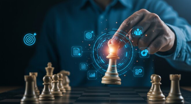 Strategic move in a digital chess game - Powered by Adobe