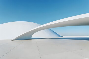 3D Render of Minimal Modern Architecture with Empty Cement Floor for Car Presentation Background, blue sky 
