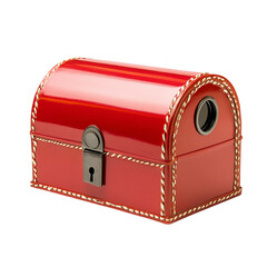Red treasure chest with a keyhole and decorative stitching  a charming keepsake box