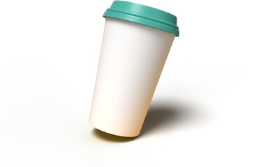 A minimalist coffee cup with a teal lid, designed for beverages on the go.