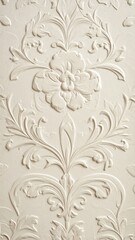 Fototapeta premium Embossed Beige Floral Wallpaper Texture