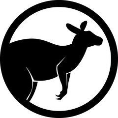 HD vector silhouette of kangaroo animal. logo icon