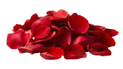 Pile of red rose petals on black background