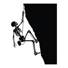 Rock Climbing Silhouette, Vector, Illustration, Outline, Icon, Logo, White Background.