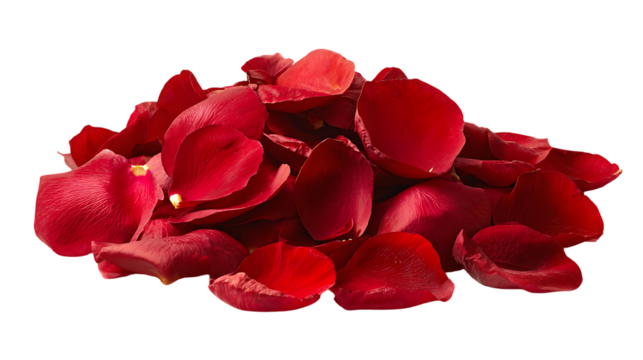 Pile of red rose petals on black background