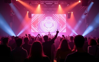 Crowd at electronic music festival. High quality