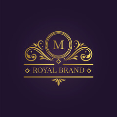 Golden M Monogram Royal Brand Logo