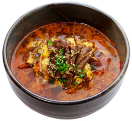 Spicy Korean Beef Soup with Vegetables and Rice