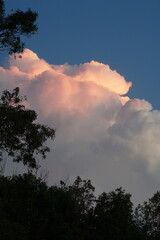 Fluffy cloud at sunset