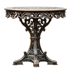 Ornate antique cast iron table, vintage furniture.