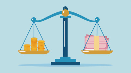 Balancing Financial Security Coins versus Currency Depicting Investment Wealth and Monetary Value