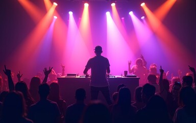 Colorful neon background dj night club party wave musically style theme abstract music festive illustration. High quality