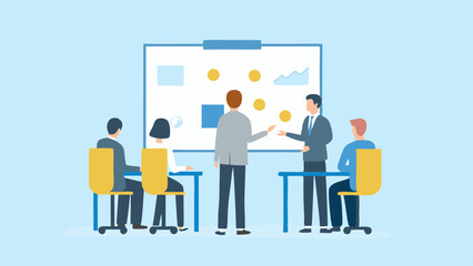 Business Meeting Presentation Teamwork Corporate Strategy Graphs Charts Collaborative Environment