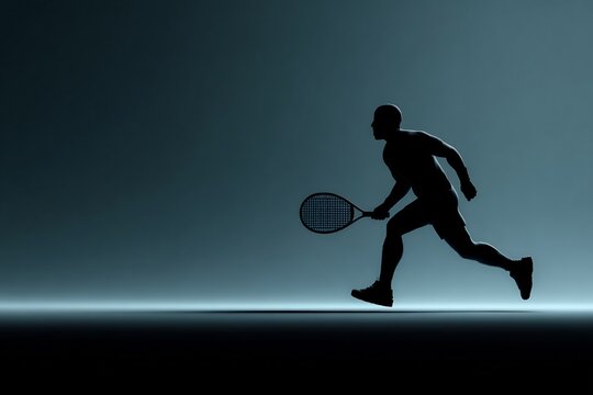 Tennis Player Practices Footwork And Swing In Empty Space Shadow Drills. Arms Mimic Swing, Racket Mid-Motion, Feet Mid-Step. No Ball. Transparent Background Great For Disciplin