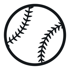 Simple Black and White Baseball Isolated Sporting Equipment with Stitching Details on a White Background