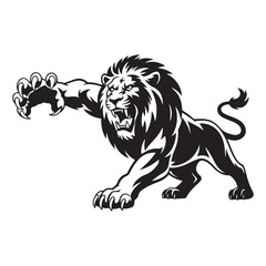 Obraz premium Majestic and Powerful Lion Vector Illustration with Detailed Mane – King of the Jungle Wildlife Silhouette . Thank You .