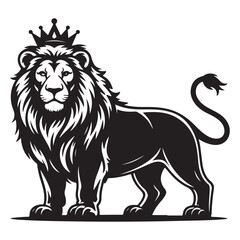 Obraz premium Majestic and Powerful Lion Vector Illustration with Detailed Mane – King of the Jungle Wildlife Silhouette . Thank You .