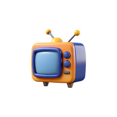 Cute 3d cartoon retro television with antenna and buttons