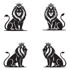 Fototapeta premium Majestic and Powerful Lion Vector Illustration with Detailed Mane – King of the Jungle Wildlife Silhouette . Thank You .