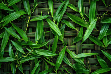 Close up of fresh green leaves in a garden with natural texture