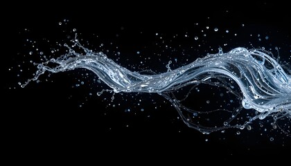 "Splash of Water Isolated on Black Background Dynamic and Refreshing Liquid Design"