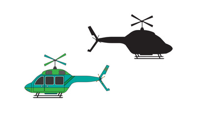Colorful and Silhouette Helicopter Vector Illustration Transport Aircraft Design