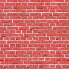 Obraz premium Bright Red Textured Brick Wall | Clean Seamless Background for Web and Print