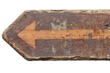 Follow the Arrow, Directional Guide on Rustic Board and Path Finding Concept