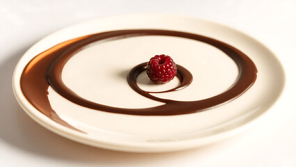 Delicious chocolate desserts featuring cake and pudding, beautifully plated with fresh strawberries and cream