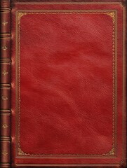 Antique red leather-bound book with gold-leaf detailing on the cover and spine, showing texture and age