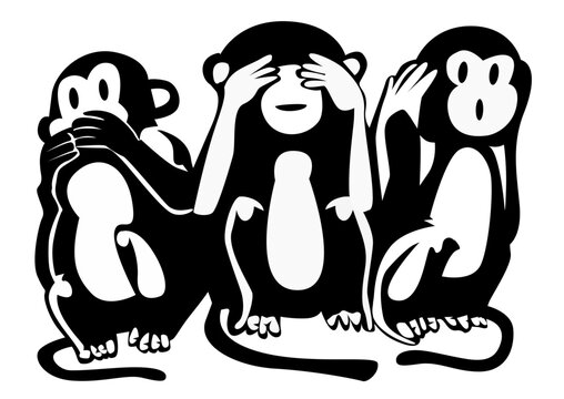 Illustration of the three wise monkeys