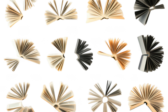 Open Books form Patterns on Black Background with Conceptual Learning Theme