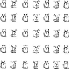Hand drawing doodle dogs and cats.