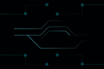 Futuristic Digital Circuit Background with Glowing Blue Lines on Black – Tech Interface Design