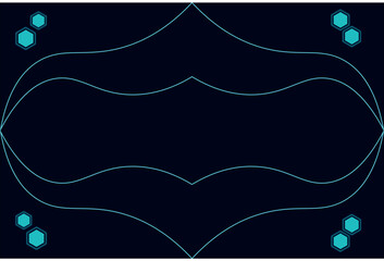 Abstract Futuristic Frame Background with Glowing Blue Curves and Hexagons on Dark Surface – Digital Tech Design