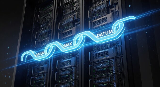 Digital Datum Max Abstract Network Data Flow Server Room Visualization