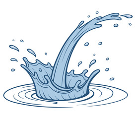 Flowing water splash isolated on white background, Vector illustration.