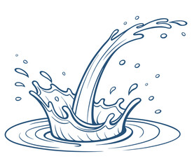 Flowing water splash isolated on white background, Vector illustration.