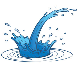 Flowing water splash isolated on white background, Vector illustration.